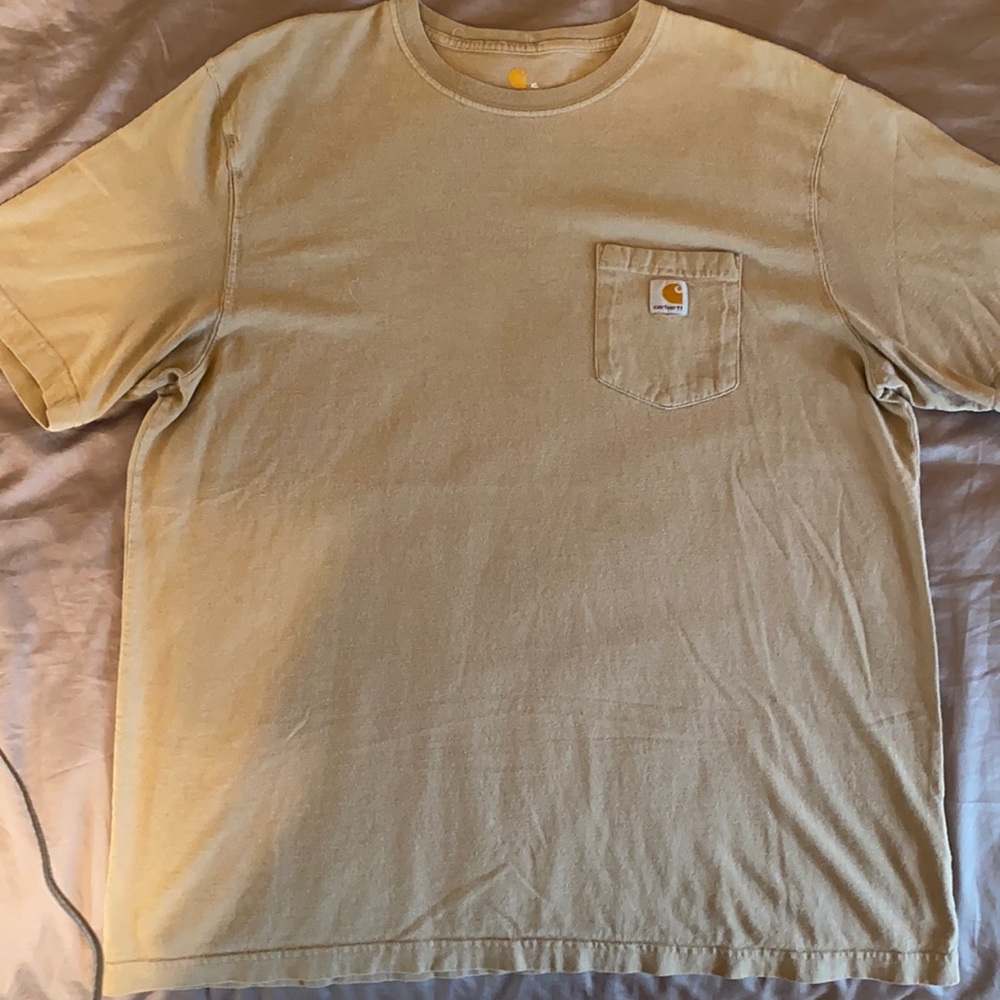 TAN CARHARTT FRONT POCKET TEE